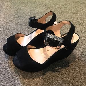 Sacha London black suede wedge sandal